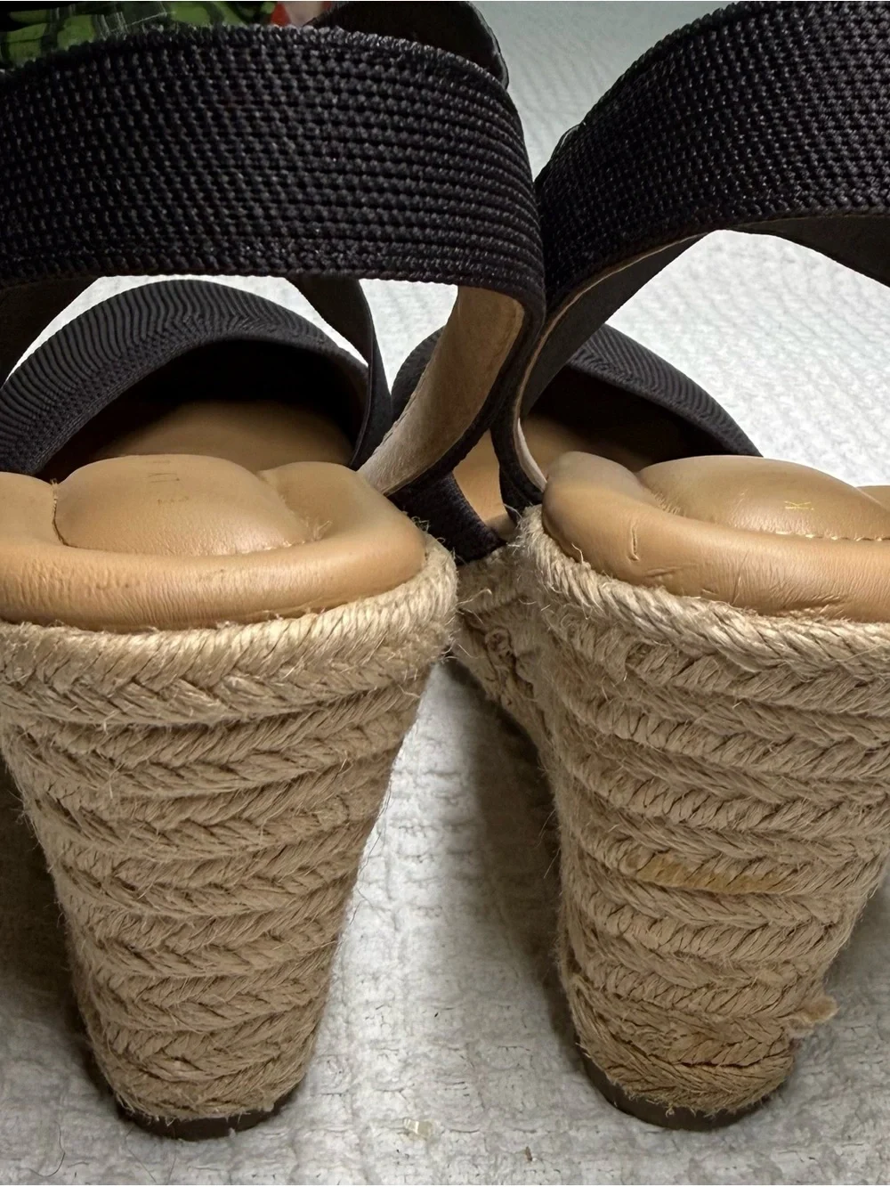 Kelly & Katie Black Espadrille Wedge Sandals with Crisscross Straps